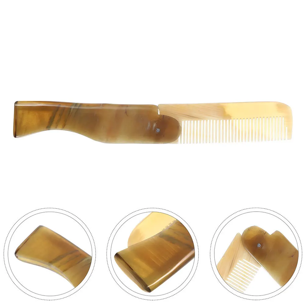 

2pcs Portable Travel Foldable Hair Brush Compact Durable Horn Material Multifunctional Paddle Comb For Women Men Beard Mustache