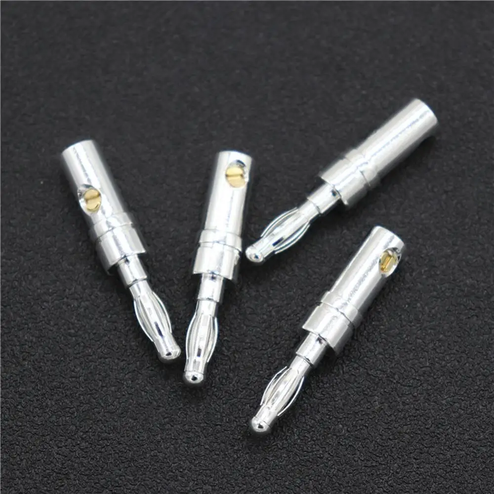 High Quality Rhodium Plated Audio Grade Speaker Cable Connectors Banana plug without logo