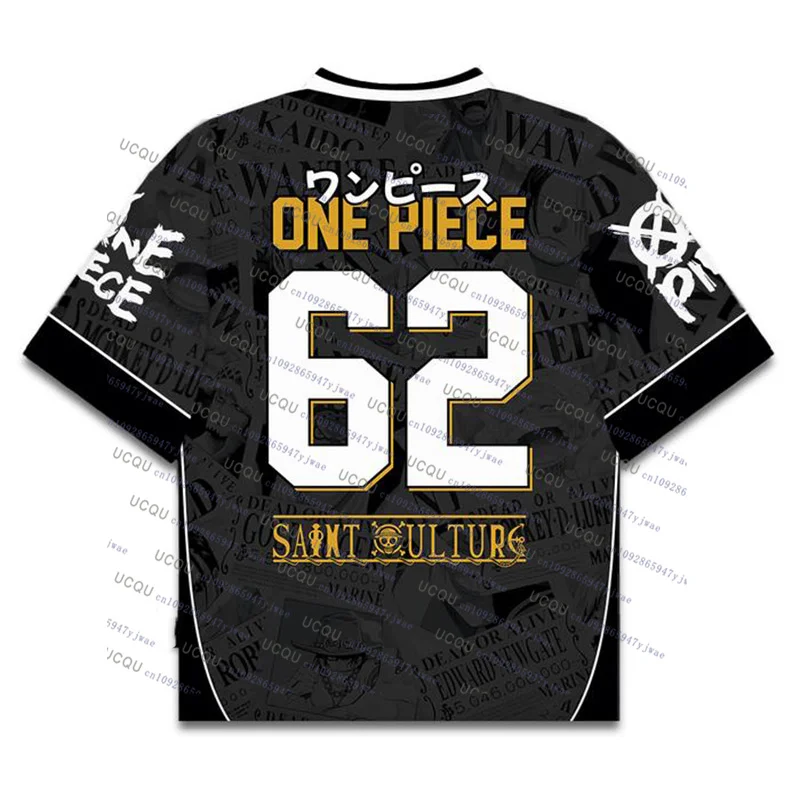 2025 One Piece Luffy Anime camiseta de fútbol Vintage verano mujeres hombres chico de gran tamaño transpirable Jersey deporte Bandai Cosplay camiseta
