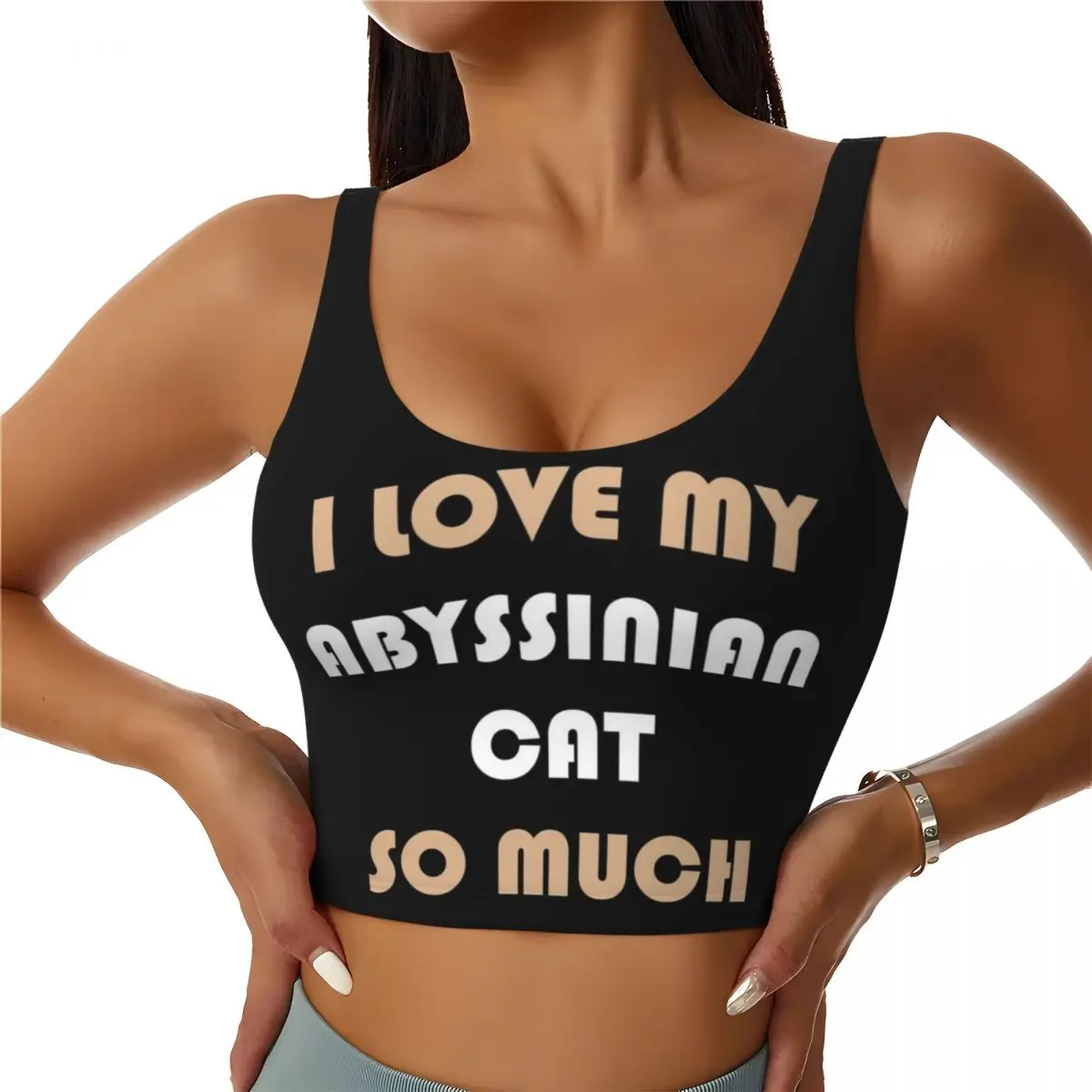 Personalizado I Love My Abyssinian Cat So Much mujeres deportes sujetador chaleco de alto impacto gimnasio entrenamiento Yoga Crop Tank Top