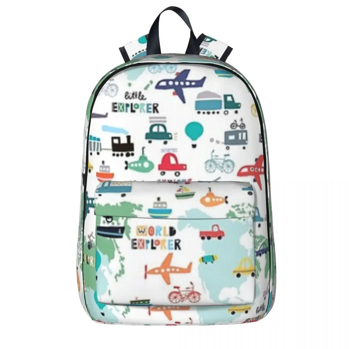 Explore The World Cute Transportation Map Backpacks Boys Girls Bookbag Fashion Students School Bags Portability Laptop Rucksack