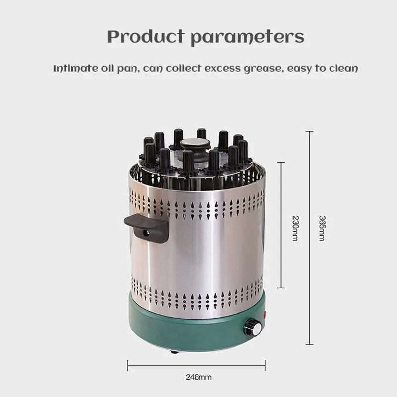 Kryty bezdymny grill elektryczny 12-szpikulce Pionowy grill Automatyczna maszyna do szaszłyków obrotowych Wielofunkcyjny domowy grill