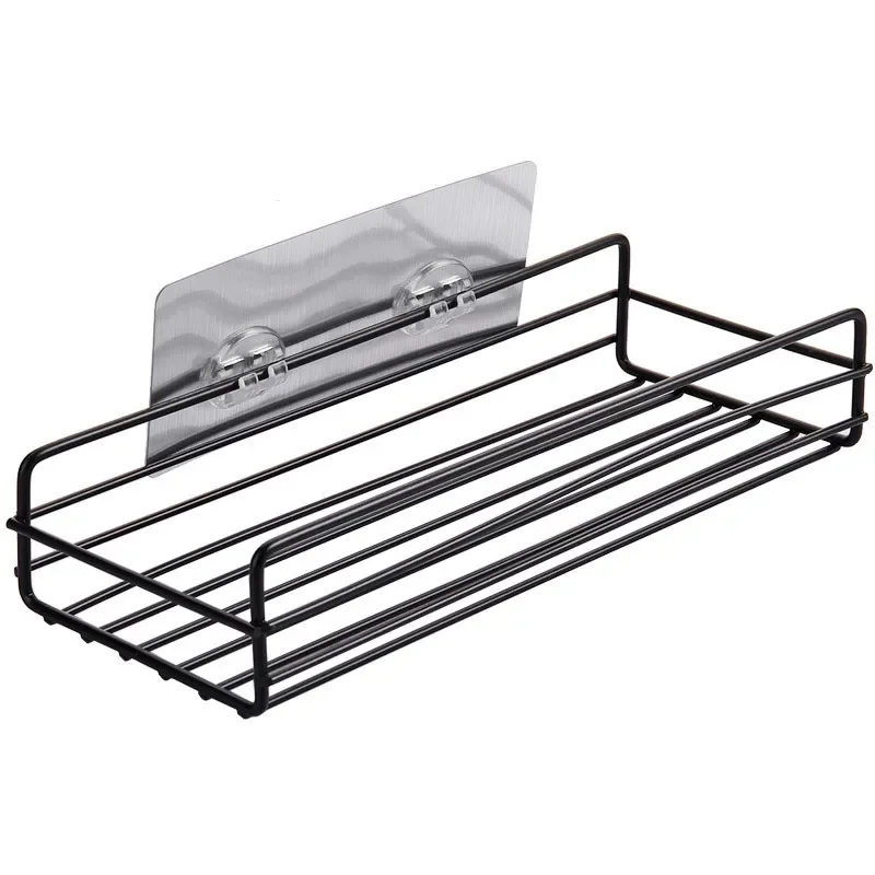 Bathroom Storage Rack Kitchen Organizer Shelf Black Shelves Corner Frame Iron Shower Punch Free Mounted Caddy Rack