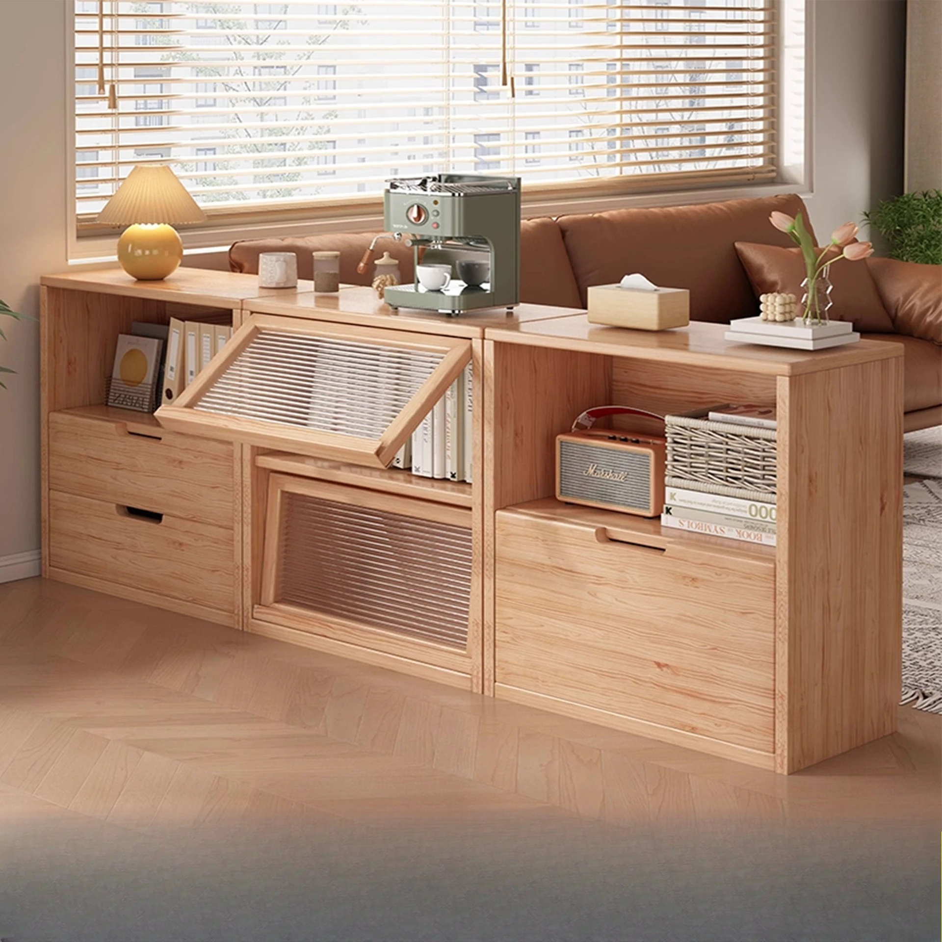 

Solid wood bookcase, locker, simple side cabinet, living room