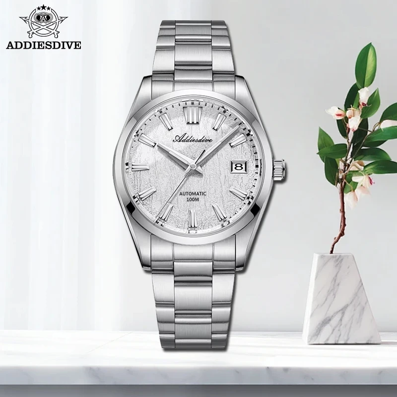 

ADDIESDIVE Fashion Watches High Quality Automatic Mechanical Watch Sapphire Glass Elegant Dress Wristwatch NEW White Dial AD2075