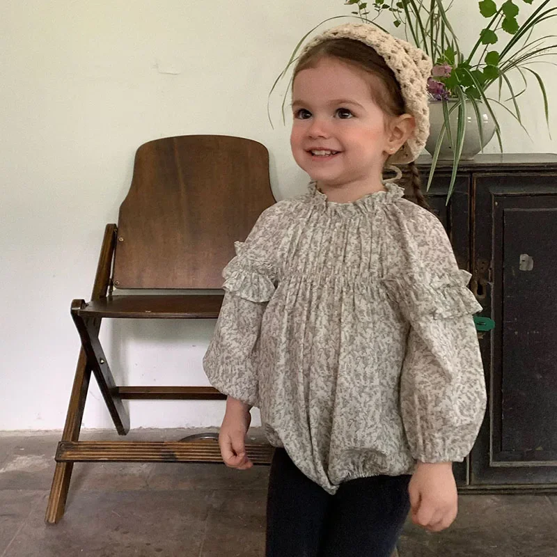 

2025 New Autumn 0-24M Children Clothes Toddler Baby Girl Romper Long Sleeved Cotton Print Infant Baby Girls Jumpsuit