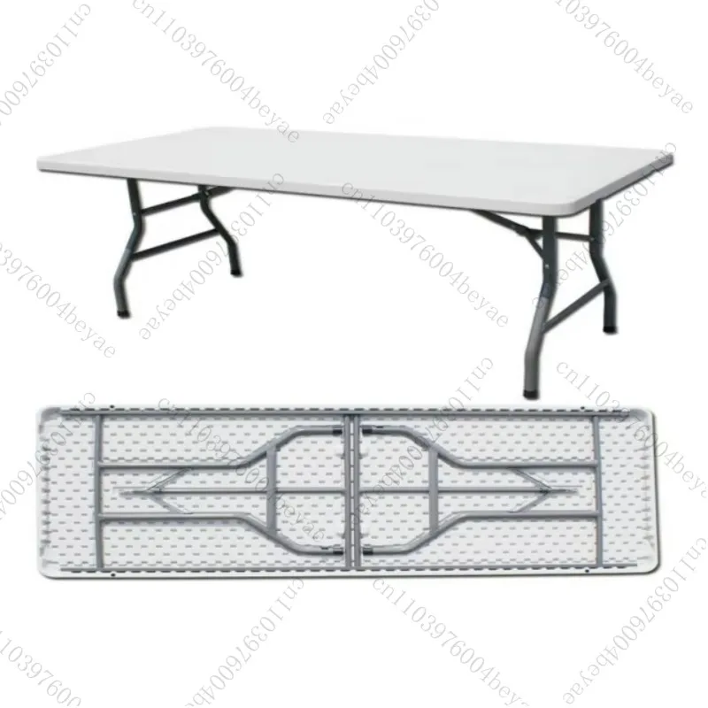 

Popular 6ft Solid Steel Frame HDPE White Table Top Party Dining Event Plastic Folding Outdoor Table Mesa Plegables 1pcs