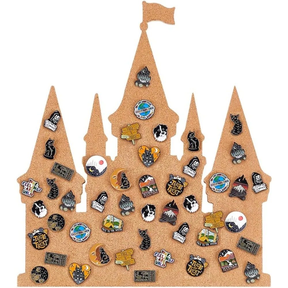Castle Pin Board Cork Board 14.2x11.8inch Bulletin Display Board Brooch Jewelry Display Cork Tray for Brooch Pin Collection