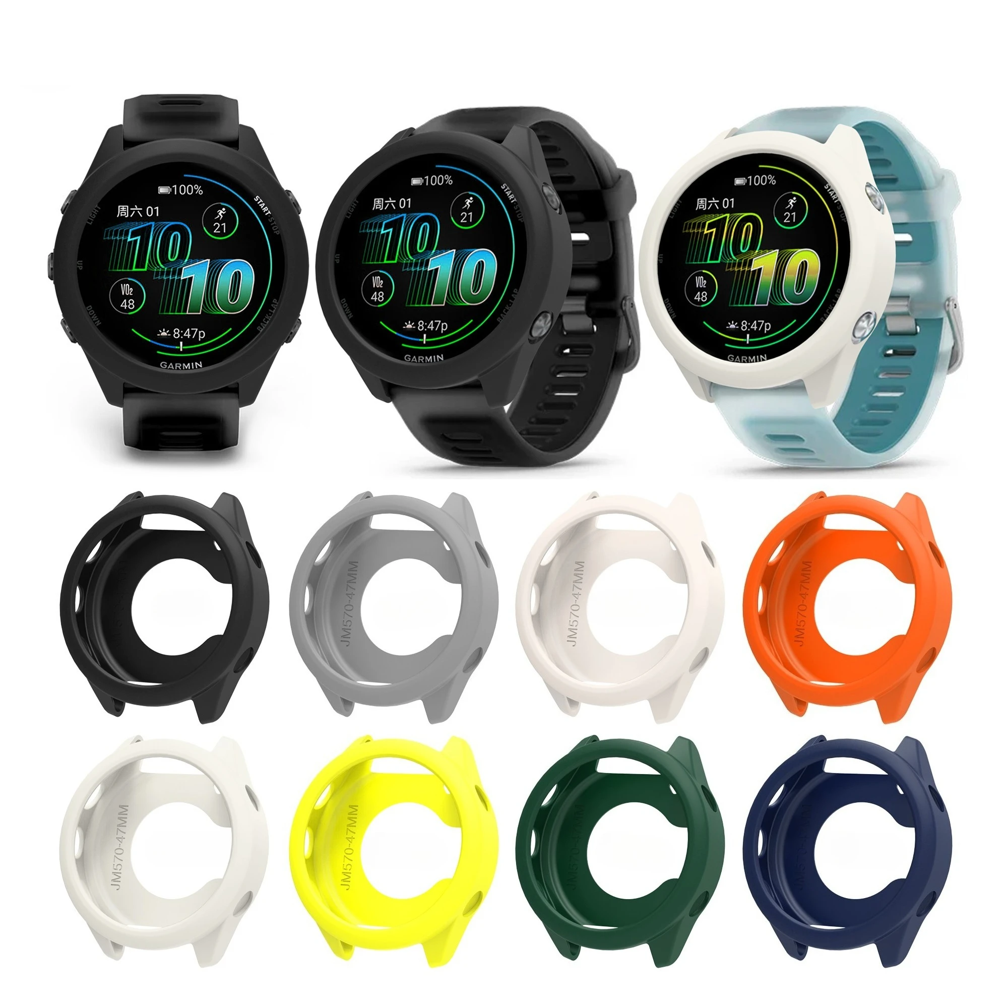 Silicone Watch Case for Garmin Forerunner 970/570 42mm/47mm TPU Waterproof Silicone Protective Watch Cover