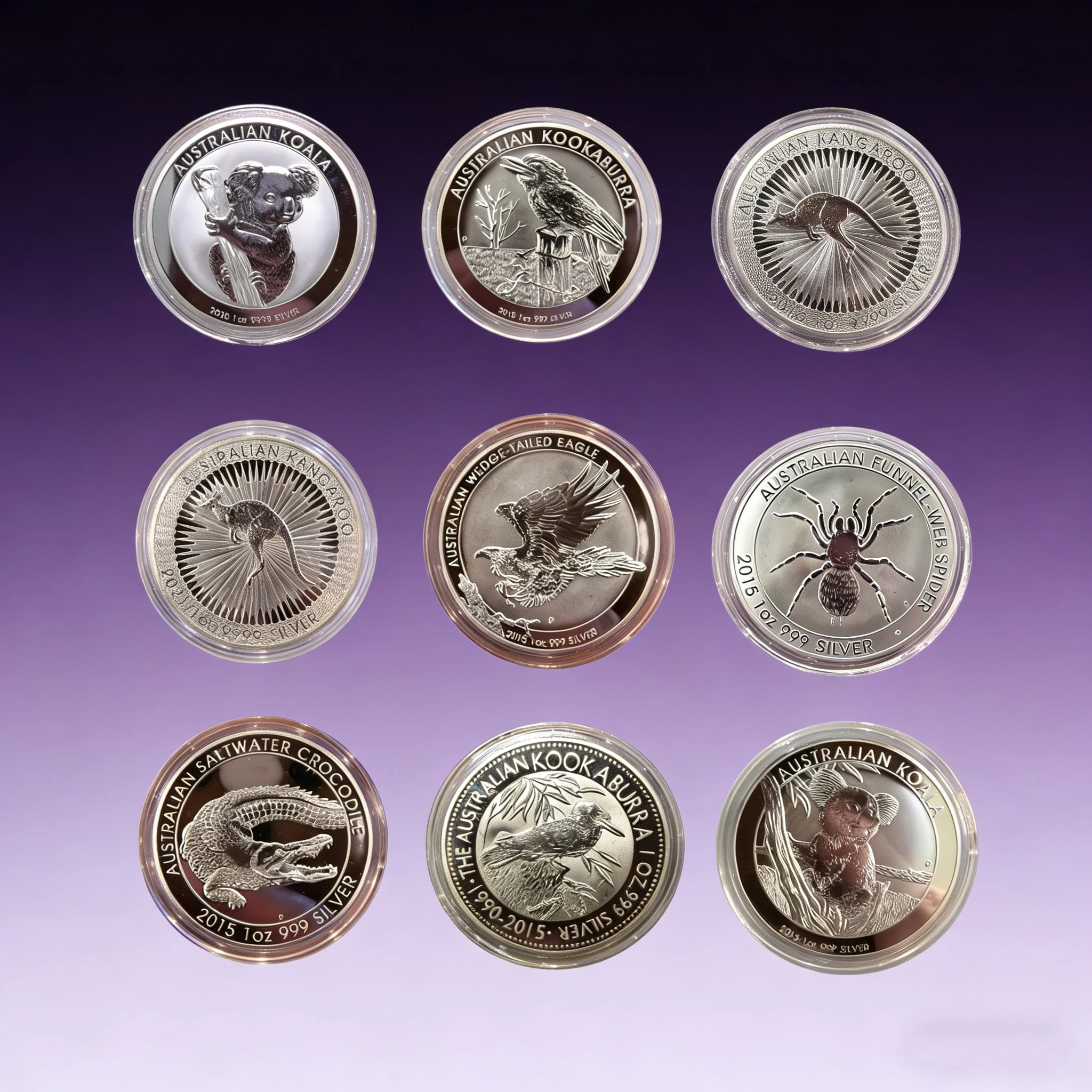 1oz 40mm Australian Animal Coin Replica Kangaroo Koala Kookaburra Silver Plated Commemorative Collection With Capsule