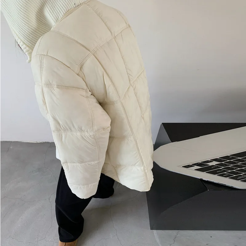 2026 Winter New Solid Color Long-sleeved Cotton Jacket Women's Fashion Versatile Hooded Bread Loose Korean Version Thick Coat