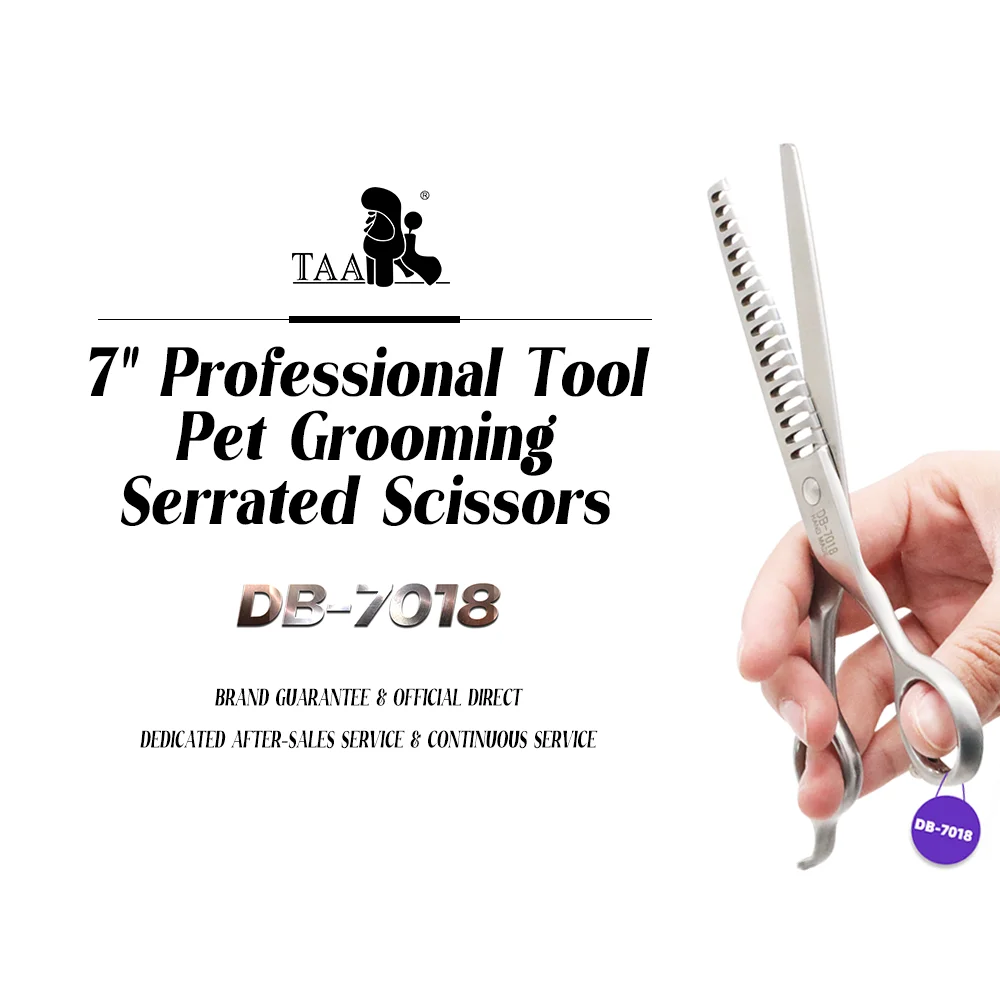 TAA Grooming Scissors Professional Pet Scissors Fish Bone Serrated 440C Alloy Steel Dog Scissors for Dogs Cat Pets Hair Cutting