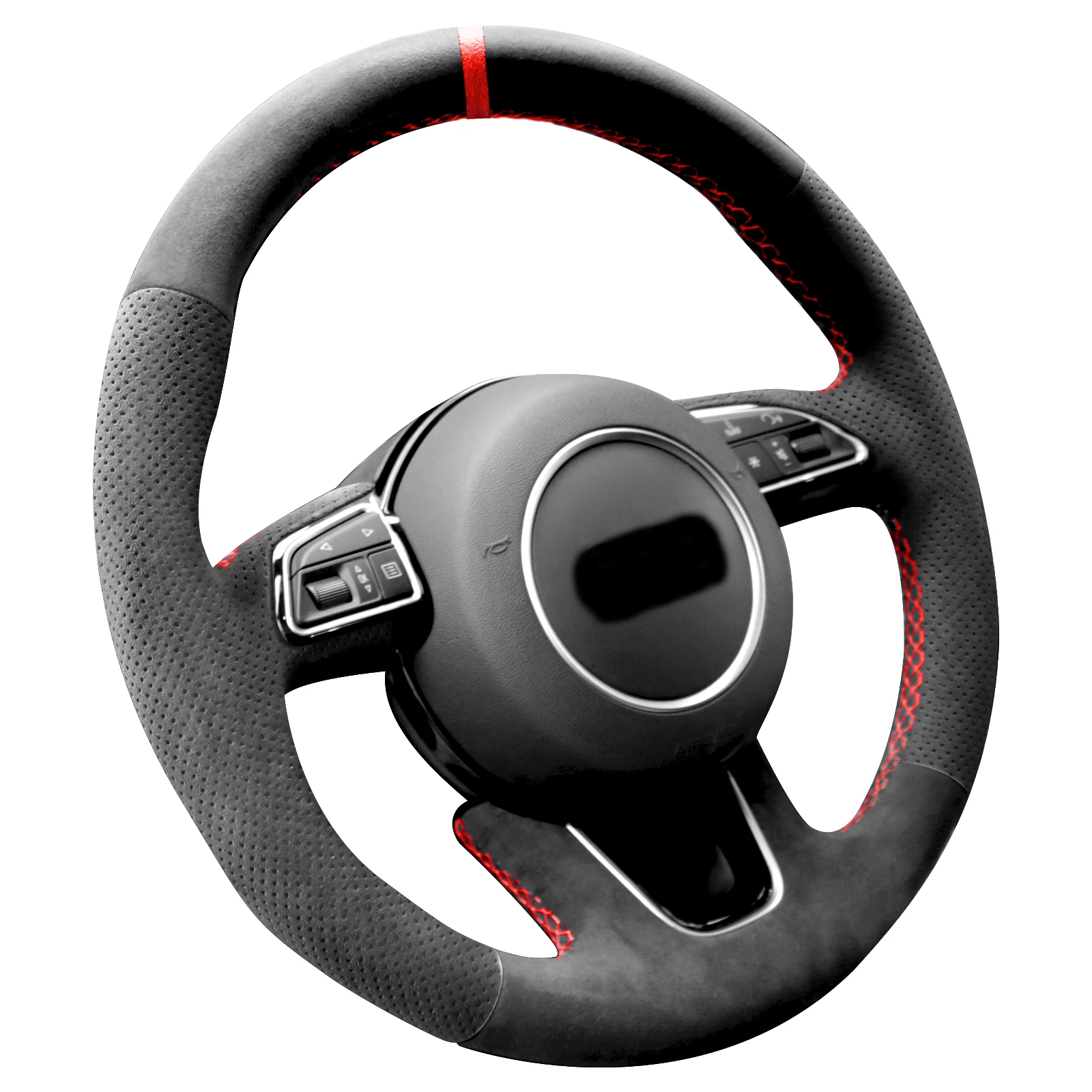 

Alfanxi Hand Stitch Alcantara Steering Wheel Cover Compatible with Audi Q3 Q5 Q7 SQ5 2011-2018