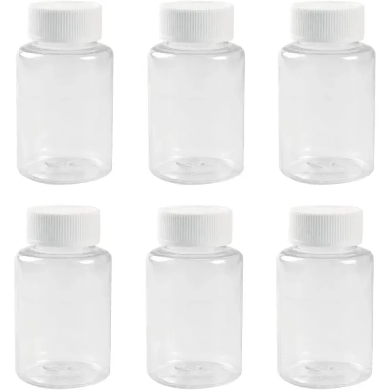 20pcs 50ml 100ml PET Plastic Lab Chemical Reagent Bottle Wide Mouth Liquid/Solid Storage Container Clear Bottles