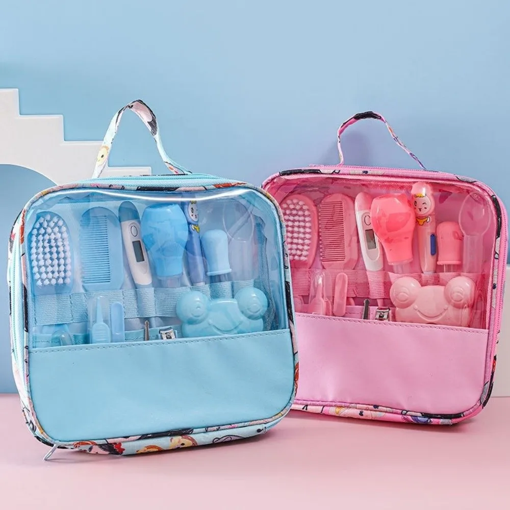 13Pcs/Set Multi-functional Baby Care Kit Hair Wash Brush Nail Clipper Baby Grooming Kit Nasal Aspirator Comb
