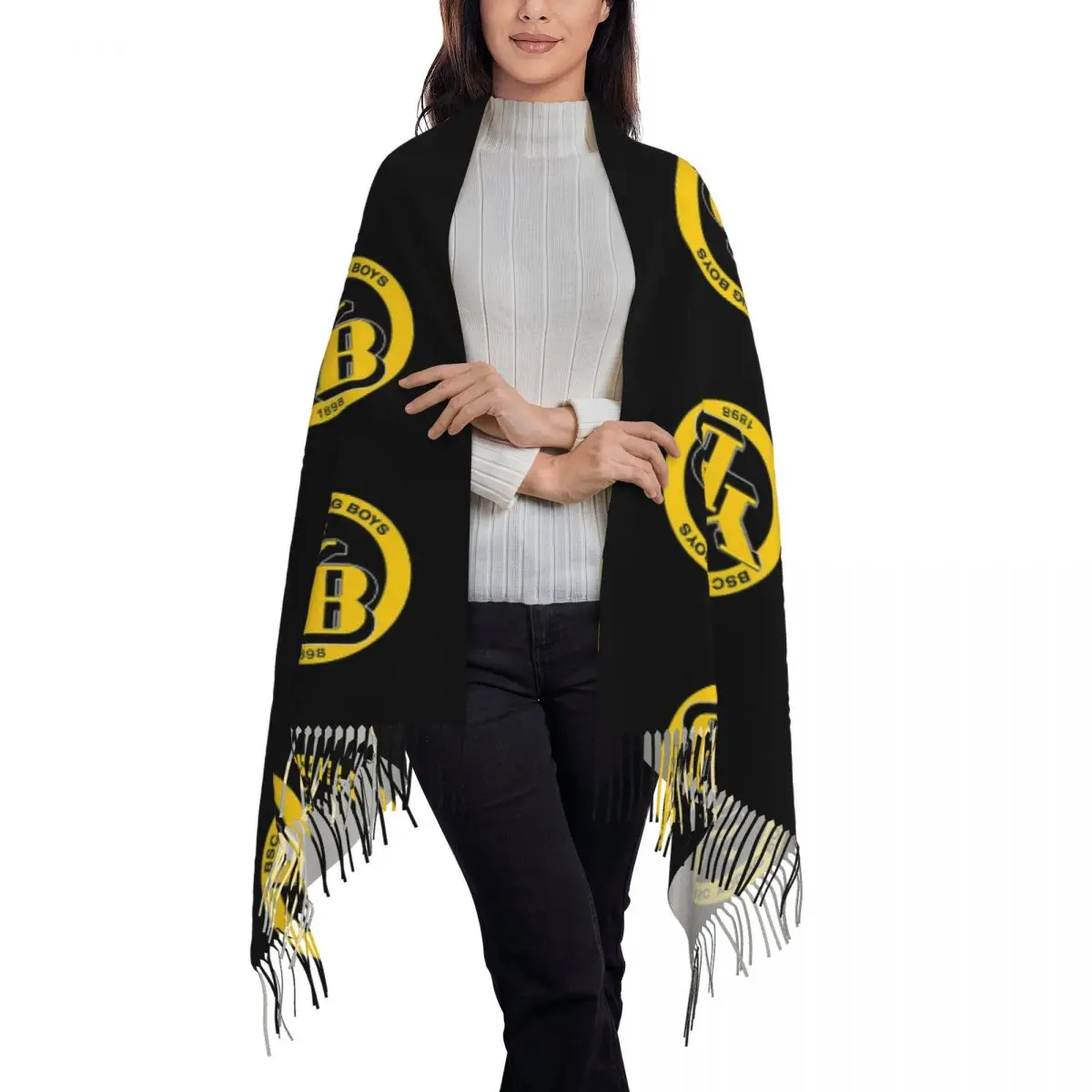 BSC Young Boys Swiss Football Sports Fans Bern Switzerland  Scarf Tassel Scarves Women Shawls and Wraps Winter Shawl Wrap