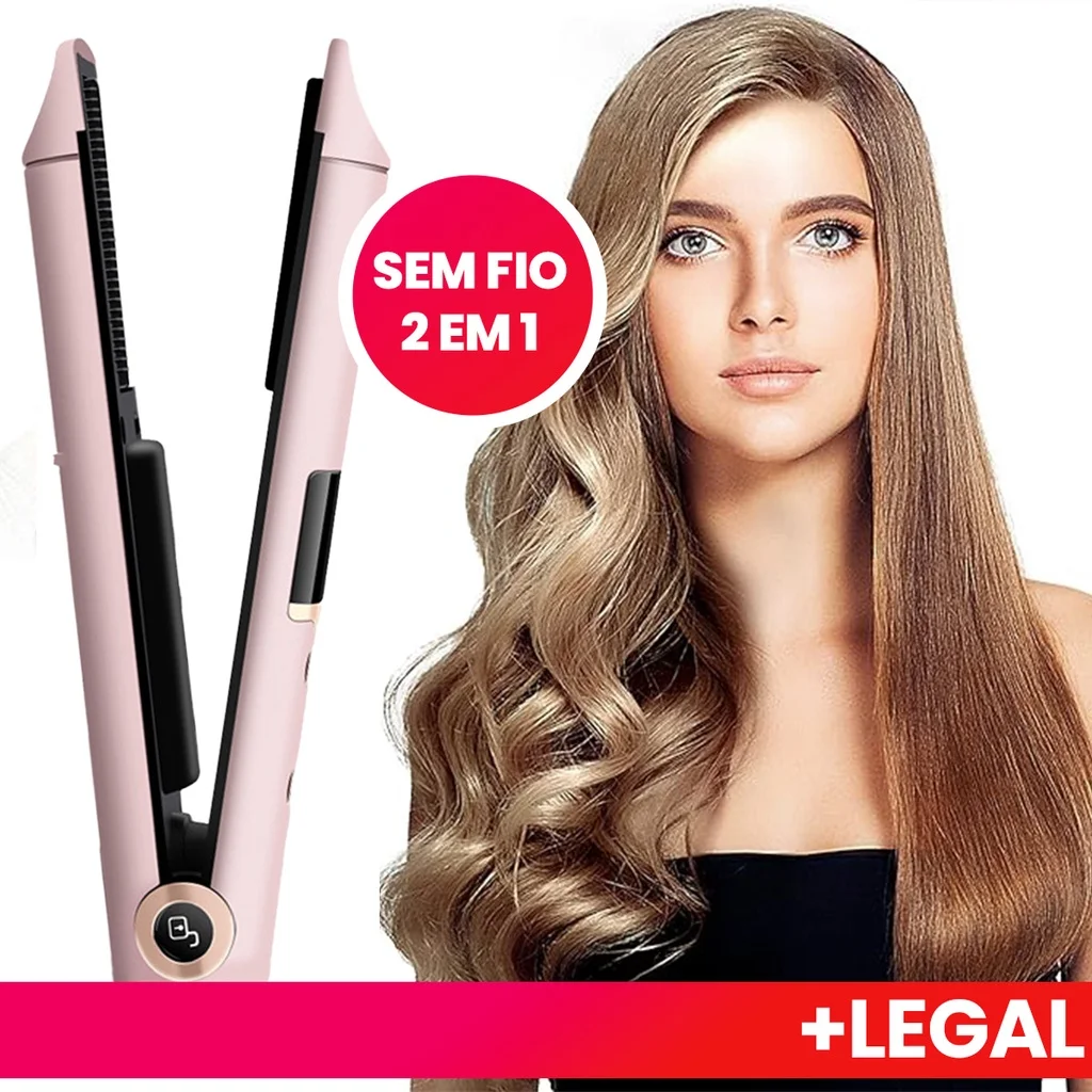 Modelador de Cabelo 2 em 1 Sem Fio Viagens Chapinha Alisador de Cabelo de Ondulação de ferro Portátil Branco Frete grátis