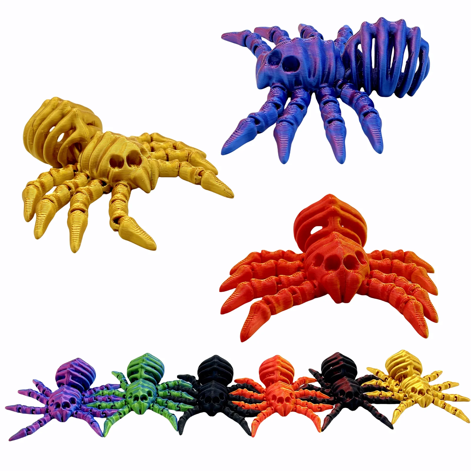 3D Printed Spider Prank Joke Toy Set of 3, Movable Joints, Holiday Party Decorations
