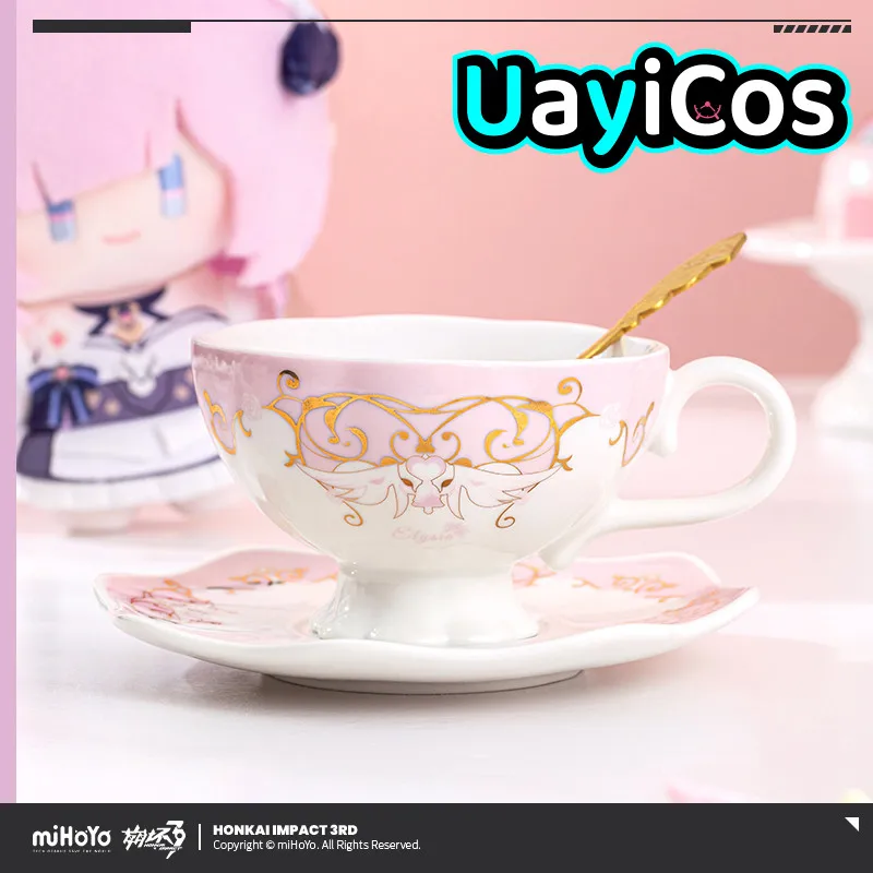 

Elysia Tea Cup Original Honkai Impact 3 Elysia Impression Cup Saucer Set Ornament Coffee Cup Anime Game Toy Kids Halloween Gift