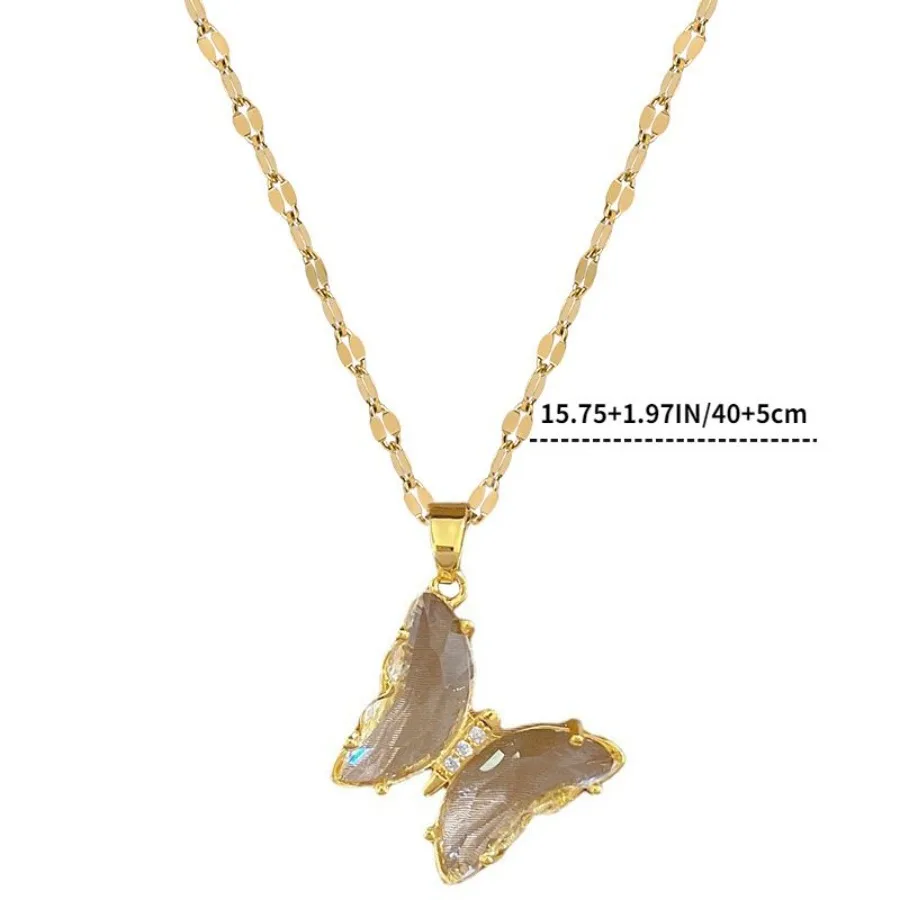 حساسة الزركون عقد بحلية متدلية على شكل فراشة قلادة ل مأدبة حفل زفاف الدكتور الرقبة مجوهرات حلية مجوهرات من صلب لا يصدأ