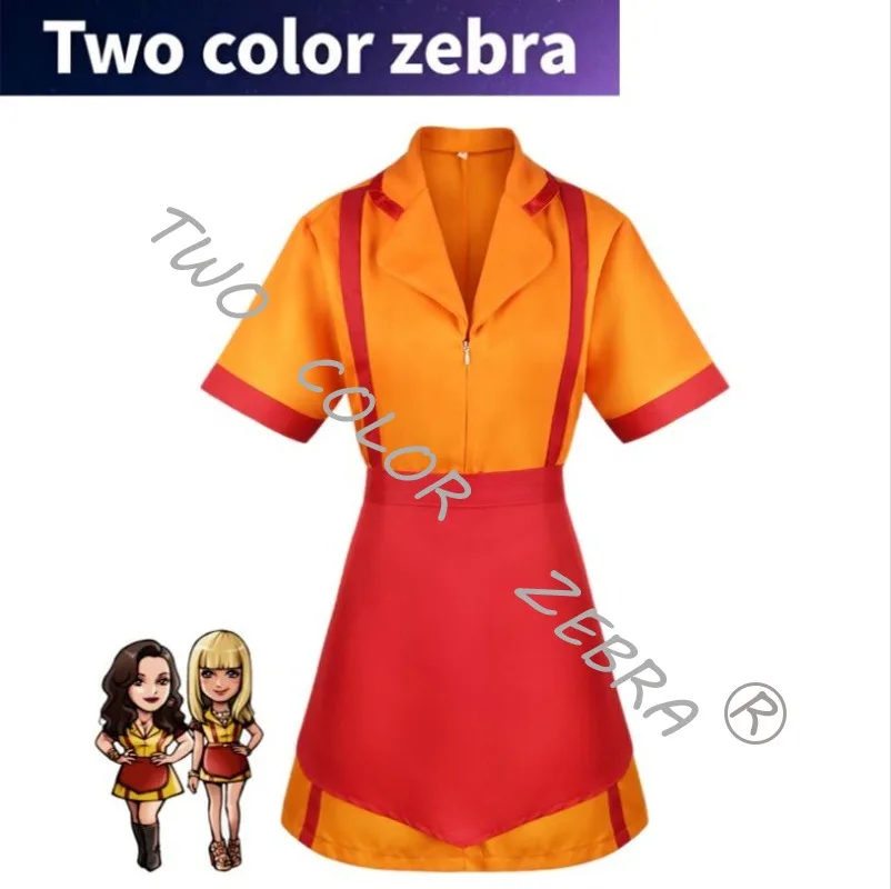 

2 Broke Girls Women Cosplay Dress Costumes for Halloween Girl Party Wear Max Caroline Bar Waitress Maid Dress Cos with Apron