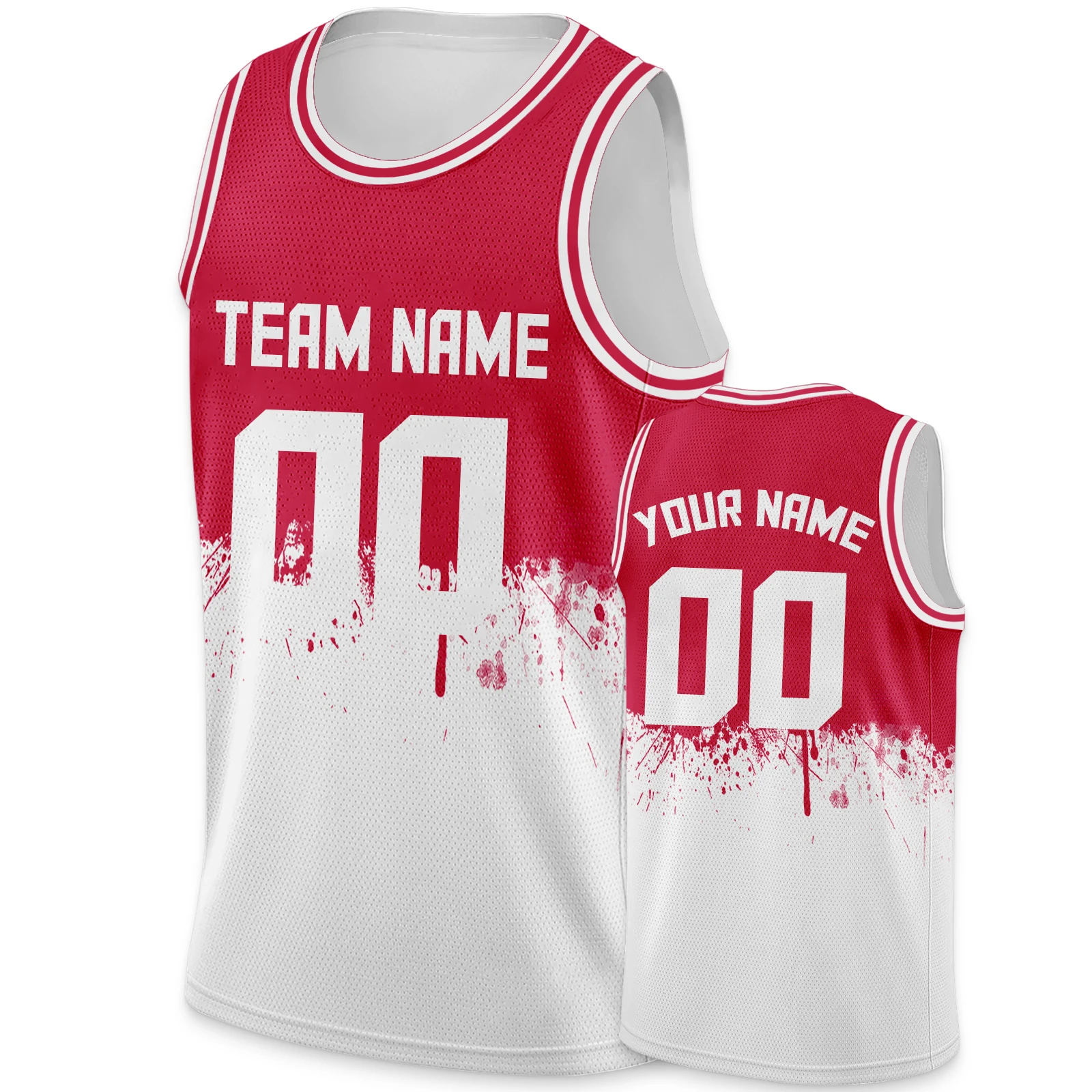 Custom Basketball Jersey Red White Printed Personalized Team Name Number Logo Men's Sleeveless Shirt Kids Youth Women Fans Gift