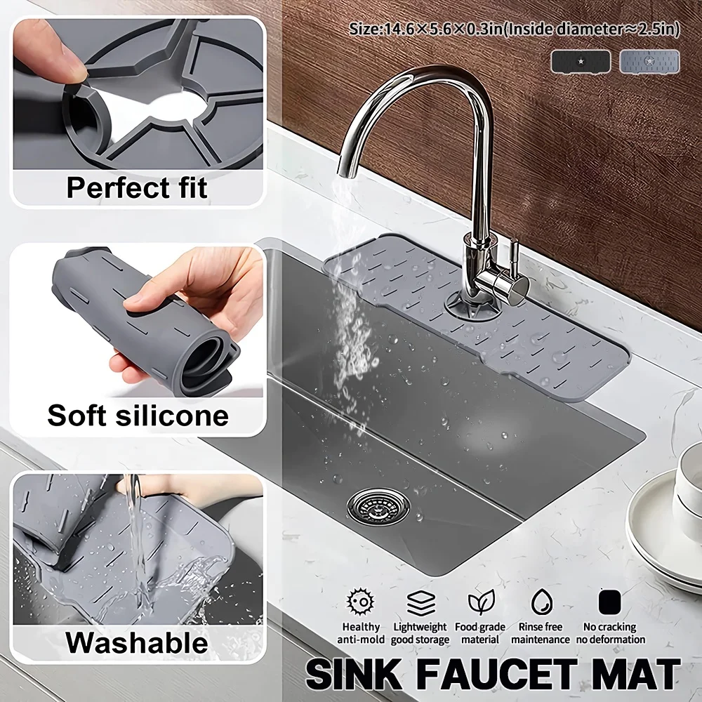 1/2/3PCS Silicone Drain Pad Kitchen Faucet Mat Sponge Rack Kitchen Drainage Waterstop Sink Splash Guard Bathroom Accessories