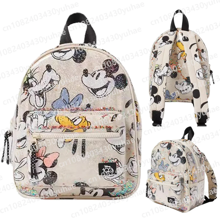 

Disney Backpack Anime Mickey Minnie Mouse Print Mini Backpacks Mini Portable Fashion Travel Cartoon Storage Bag Kids Girls Gifts