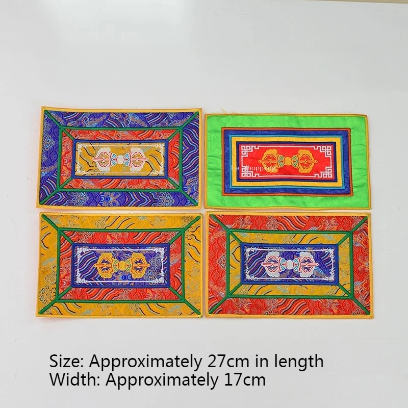 27*17cm Tibetan-style Pestle Mat Auspicious Decorative Item Embroidery Buddhism Religious Decorative Items Bell Ritual Tool Mat
