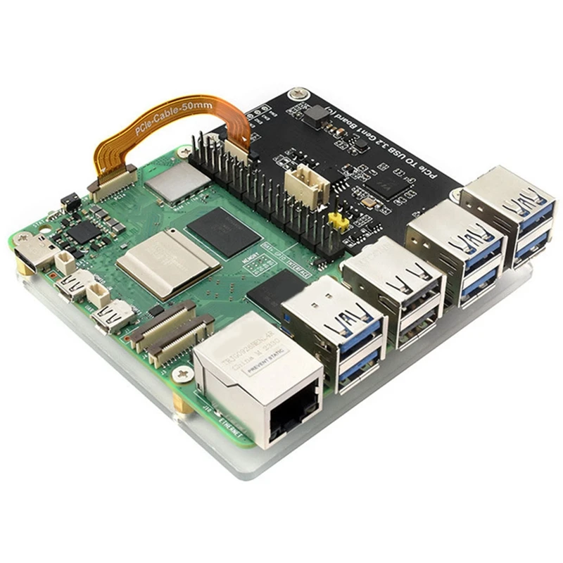 A76F-For Raspberry Pi 5 Pcie To USB3.2 Gen1 Board 5Gbps Pcie To 4Xusb3.2 Expansion Board Driver-Free Plug And Play