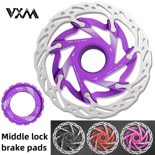 Imagen 1 del producto VXM-pastillas de Rotor de freno de disco con bloqueo central para bicicleta de carretera, aleación de aluminio ligera CNC, rotores de bicicleta de montaña, piezas de discos de ciclismo de 140mm y 160mm