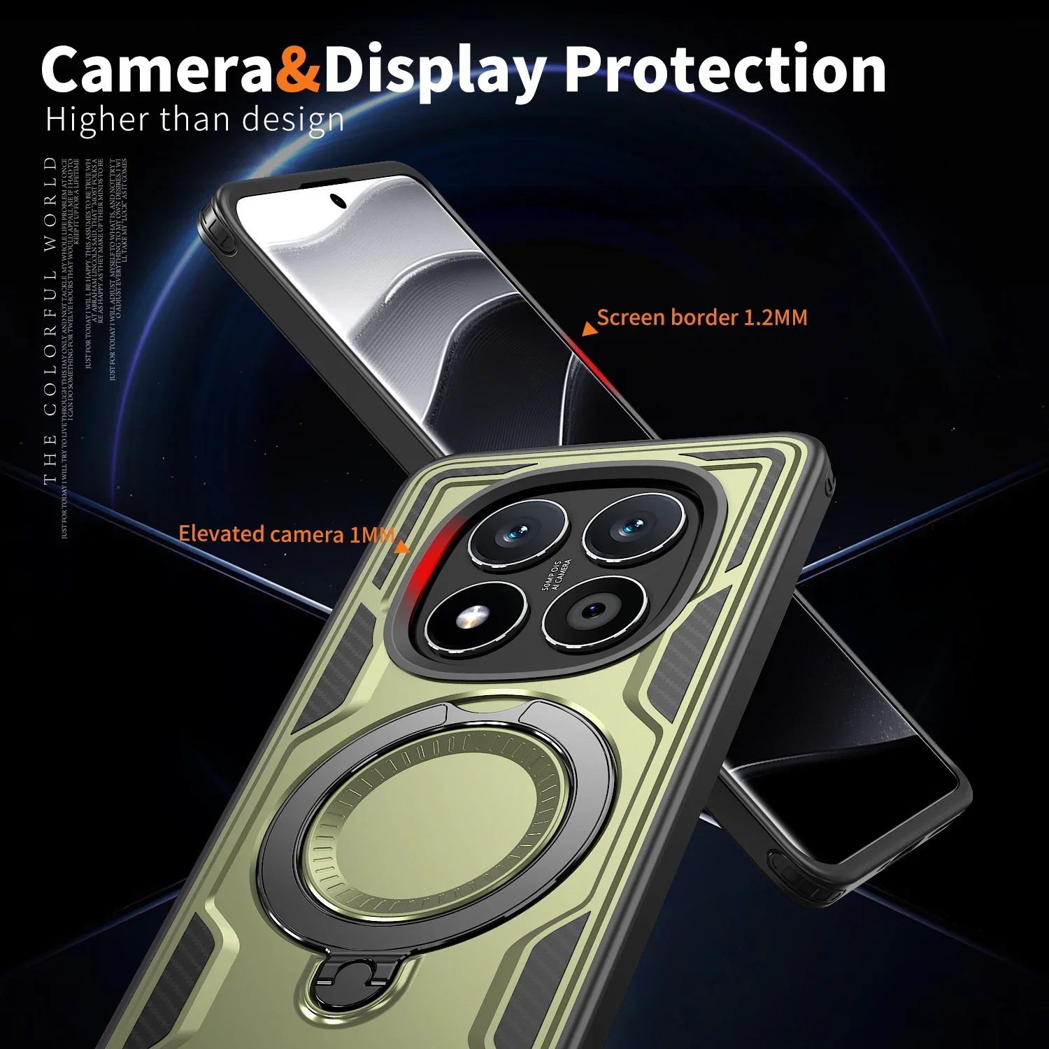 Para Xiaomi Redmi Note 14 Pro Plus Funda Armadura Militar A Prueba de Golpes 360 °   Soporte de anillo giratorio Marco de TPU Cubierta de teléfono de plástico Fundas