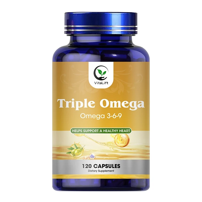 Triple Omega 3 6 9 Supplements, Flaxseed, Safflower & Olive Oils, Fish Free Omega 3 Fatty Acid Supplement