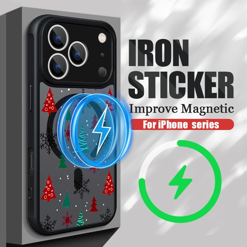 Магнитный чехол для телефона с мультяшной рождественской елкой для iPhone 17, 16, 15, 14, 13, 12, Pro Max 17 Pro Air 11, чехол для беспроводной зарядки Magsafe