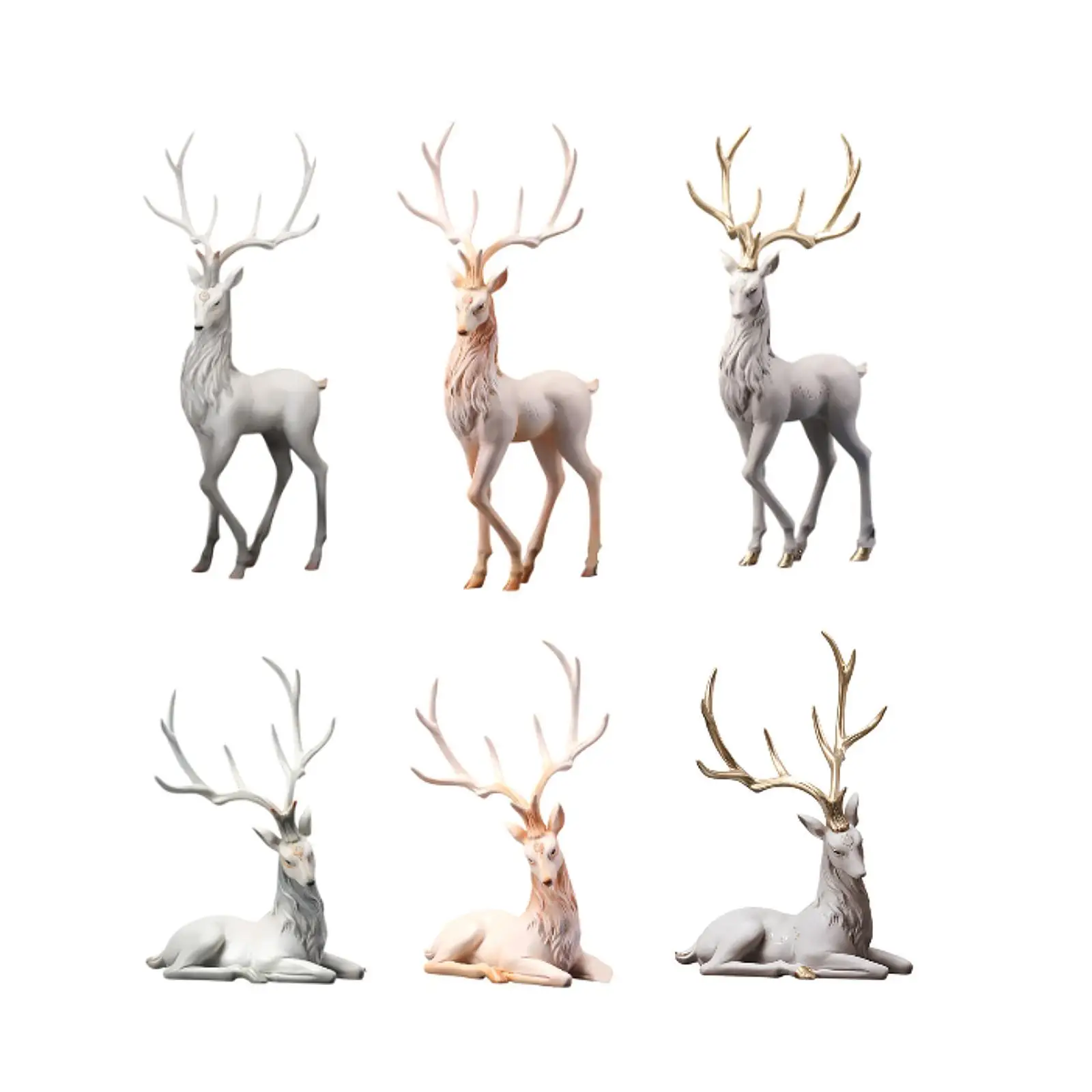 Deer Statue Elk Craft Sculpture Decorating Gift Knick Elk Figurine Deer Ornament for Home Bedside Mantel Indoor Tabletop