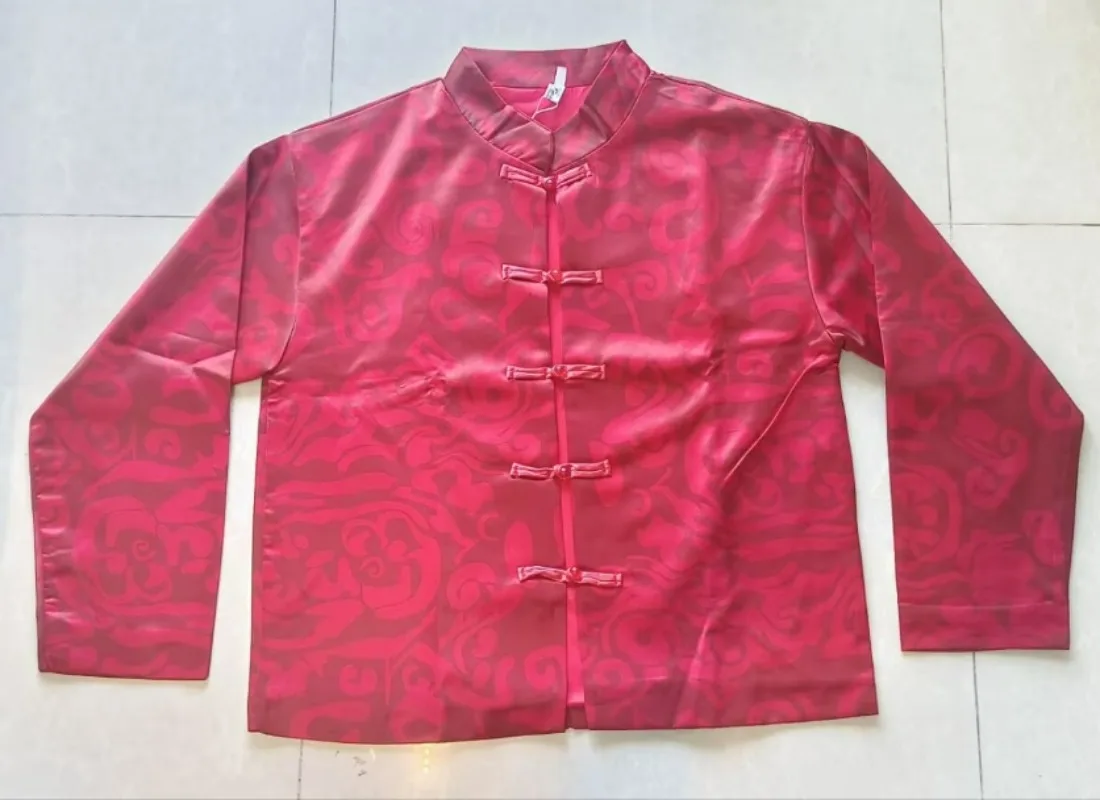 Jesienna Nowa Luźna Damska Kurtka w Chińskim Stylu Buddyjska Retro Klamra Płaszcz Damski Ekskluzywny Czerwony Nadrukowany Top Uniwersalny