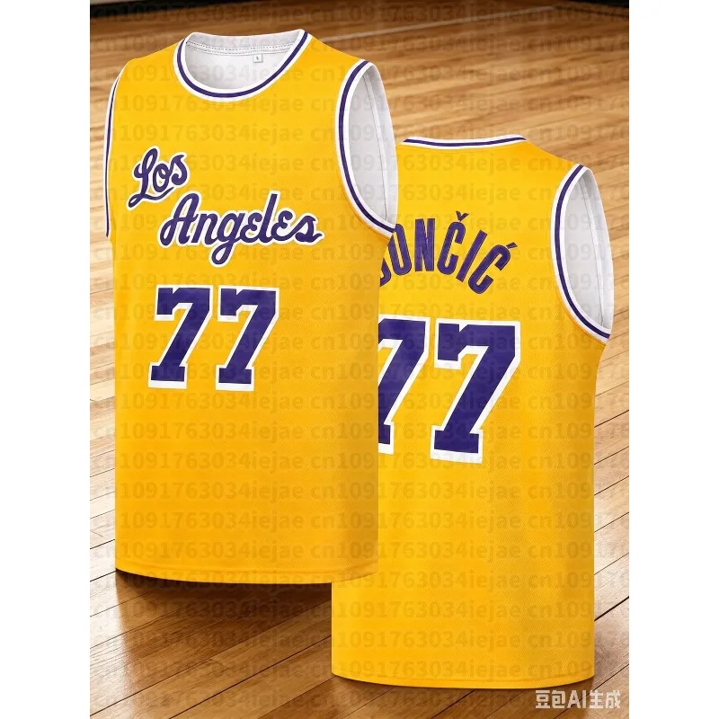 Retro 77  Style Basketball Jersey Purple Number Print Sports Uniform Casual 3d Printed Vest Men Women