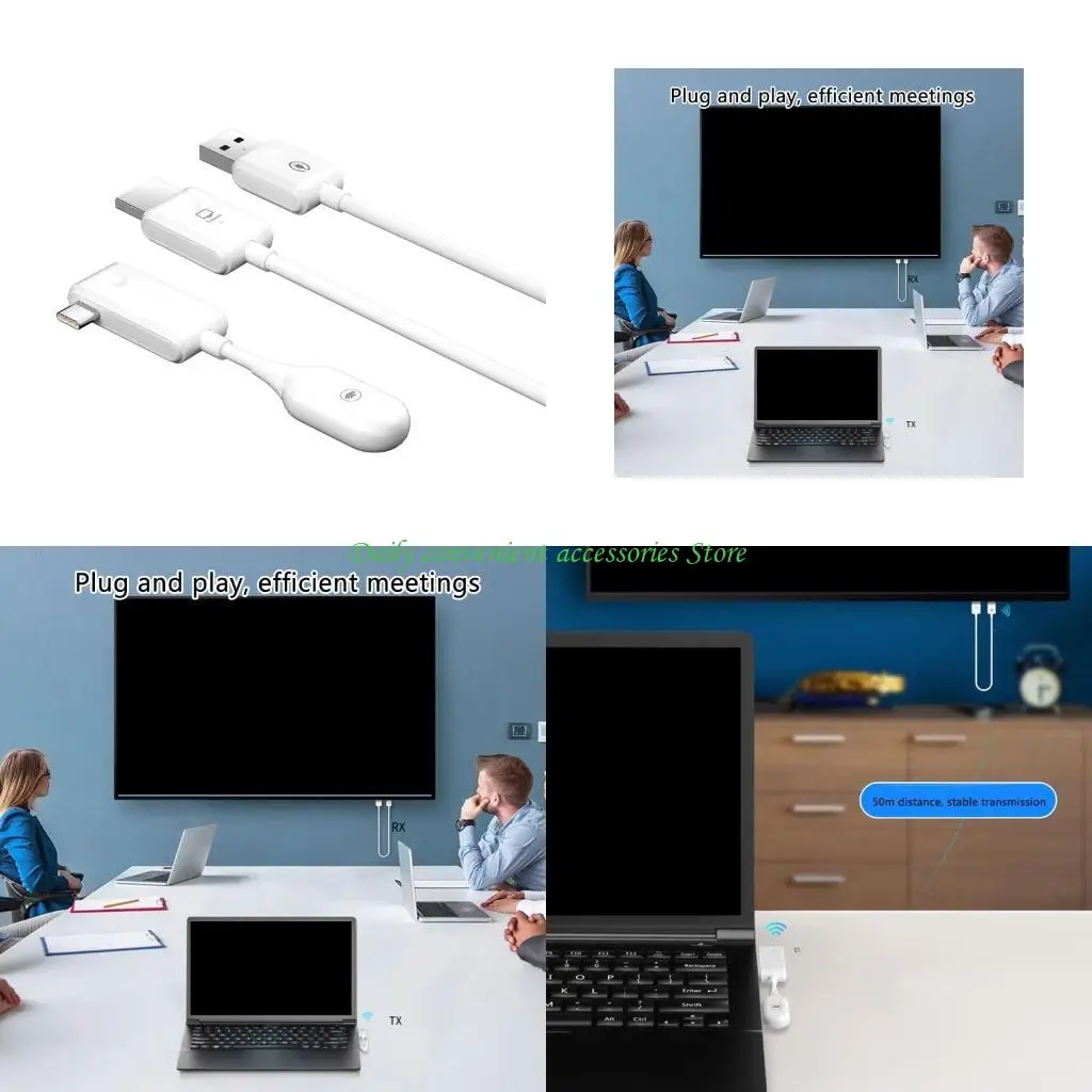 

97QB Wireless Extender USB C Video Sound Streaming to HDTV Monitoring 1080P