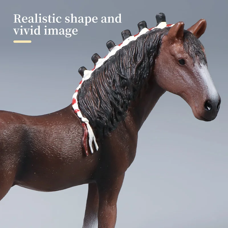 โมเดลจำลองสัตว์ฟาร์มเพื่อการศึกษา ของเล่นฟิกเกอร์ม้าป่าสำหรับเด็ก