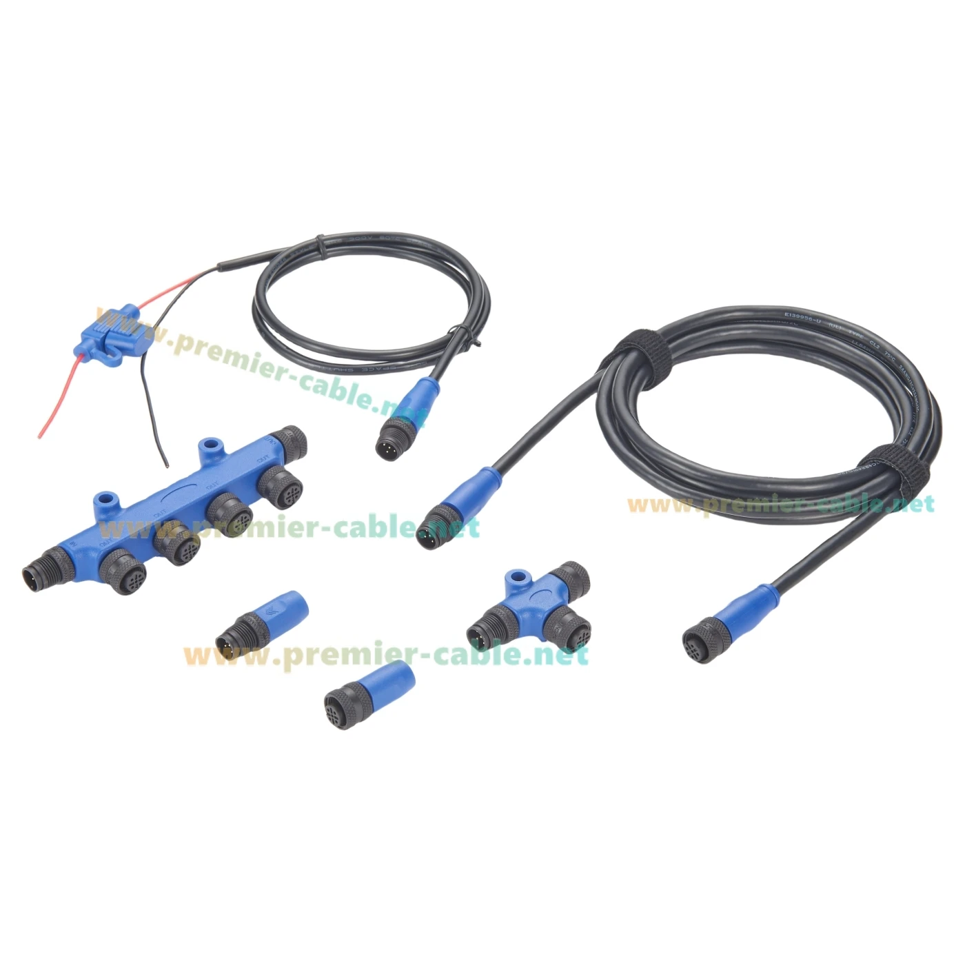 NMEA 2000 Starter Kit Marine Grade Backbone Drop Cable T Connector 4 Port Tee Terminators Power Cable for Garmin Lowrance Simrad