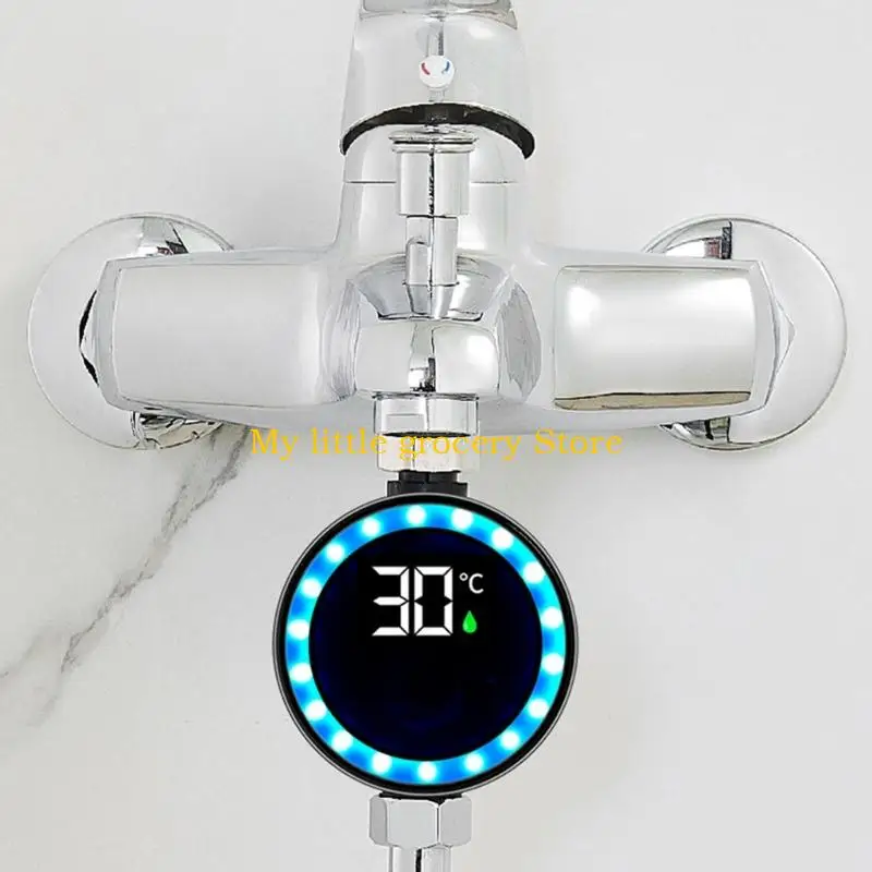 

D5BD Energy Saving LED Faucet Thermometers Power By Water Flows No Battery Need Easy to Use for Green Living Application