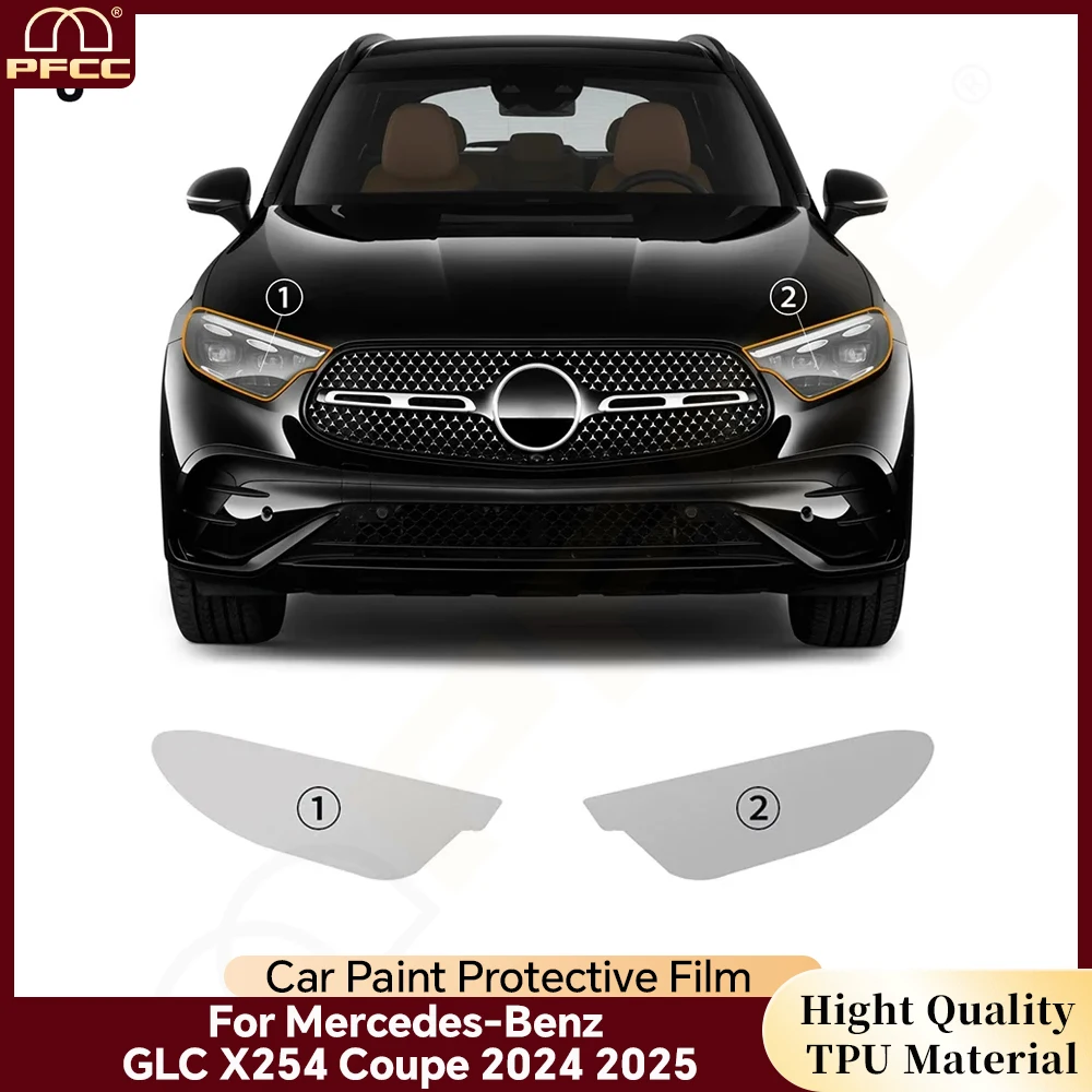 

For Mercedes-Benz GLC X254 Coupe 2024 2025 TPU Paint Protective Anti-scratch Film PPF Car B Pillars Headlight RearView Sticker