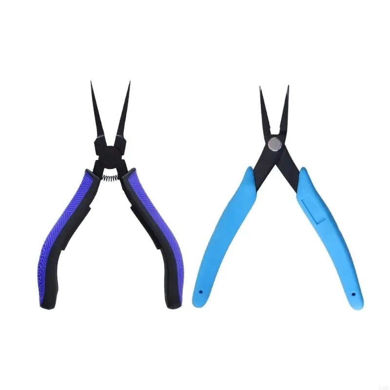 

R3MC Set of 2 Jewelry Making Pliers Carbon Steel Jewelry Pliers Chain Nose Pliers Jewelry Making Needle Flat Nose Pliers