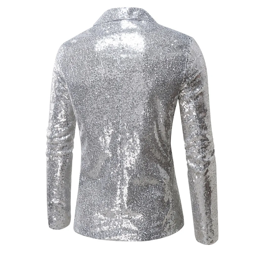 Men's casual suit nightclub style silver sequin suit European and American performance dress jacket men