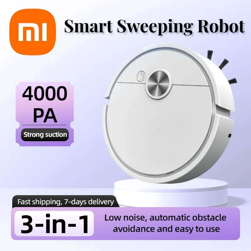 Xiaomi 3-in-1 Automatic Smart Sweeping Robot Silent 4000Pa Suction Power Wireless Cleaner Great For Pet Hair Carpets Floors