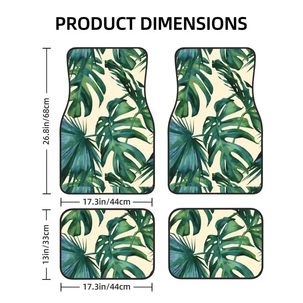 Classic Palm Leaves Tropical Car Waterproof and Anti slip Foot Mats4 PCS Set Universal Car Floor  Decoration Accessories