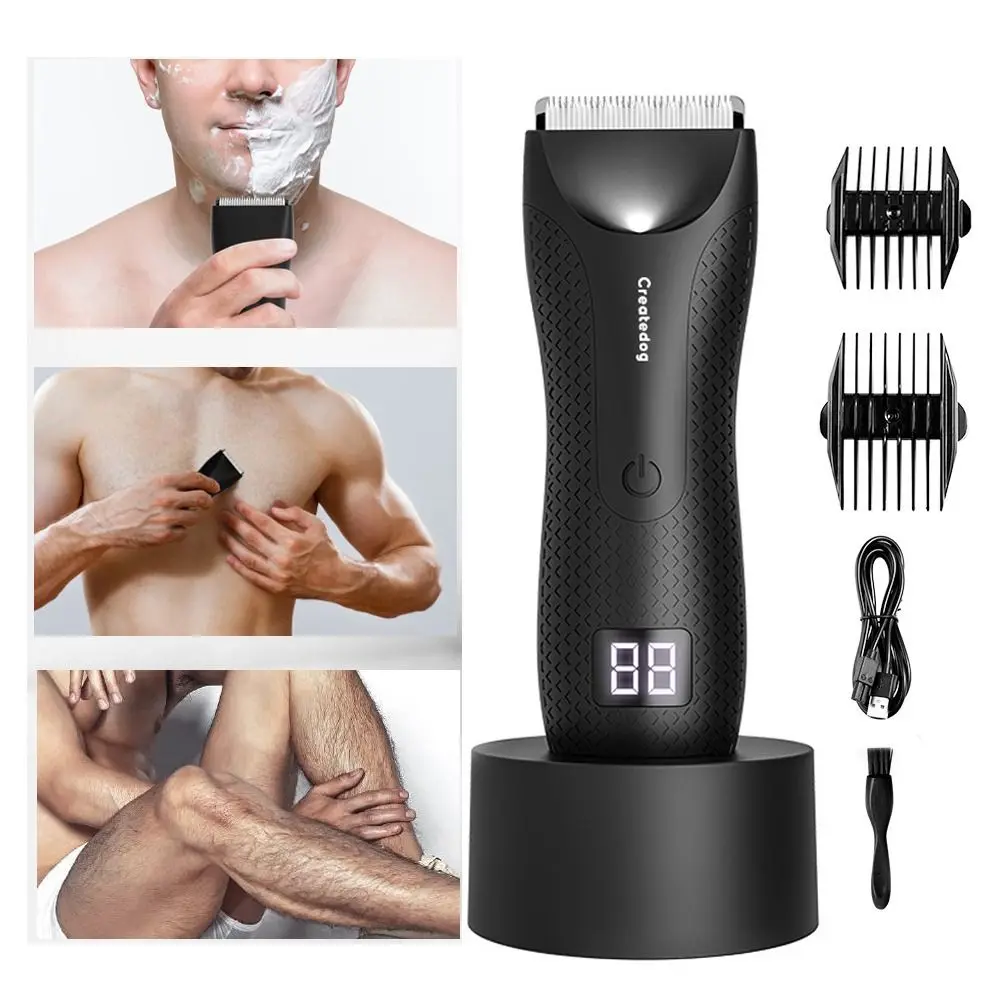 Showerproof Men Hair Trimmer Body Manscaping Replaceable Ceramic Blade Heads Hair Clipper Intimate Hair Trimmer Safe Shaving