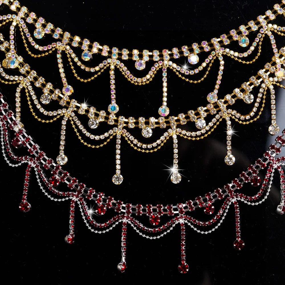 

5-ярдовая лента с стразами, цепочка из кристаллов, бахрома с бусинами, нарезаемая, для шитья, рукоделия, украшений, DIY, свадебного декора