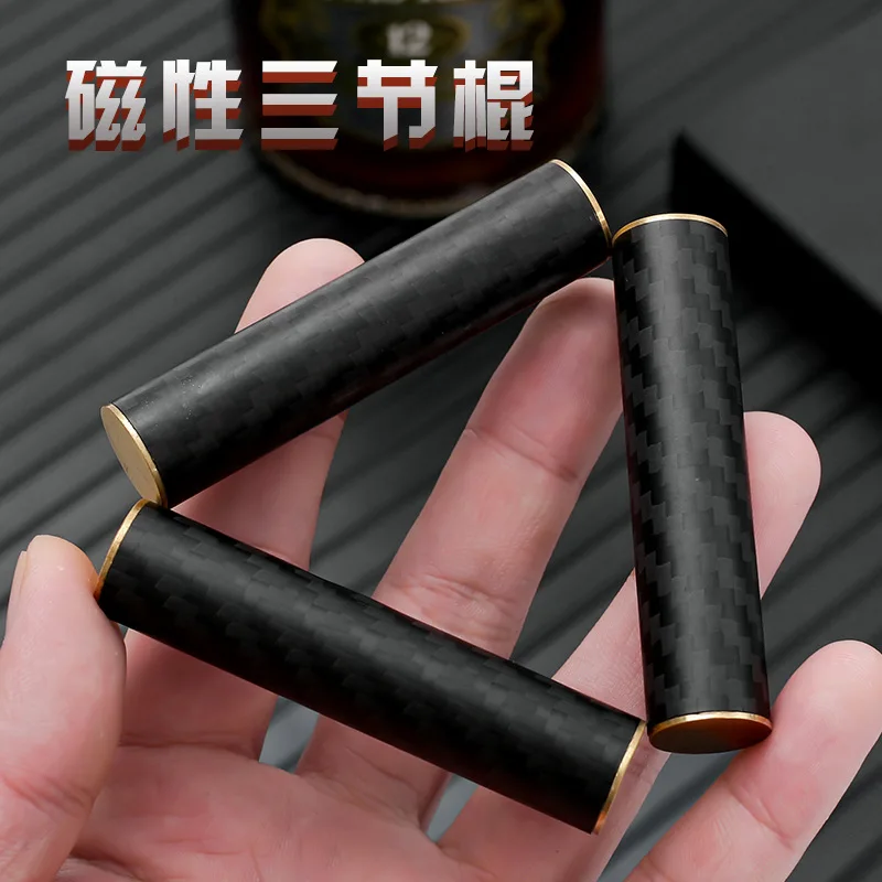 Newest Fidget Spinner Fidget Toys Stress Relief For Adults Magnetic Metal Carbon Fiber Three-section Stick Rotating Kids Gift