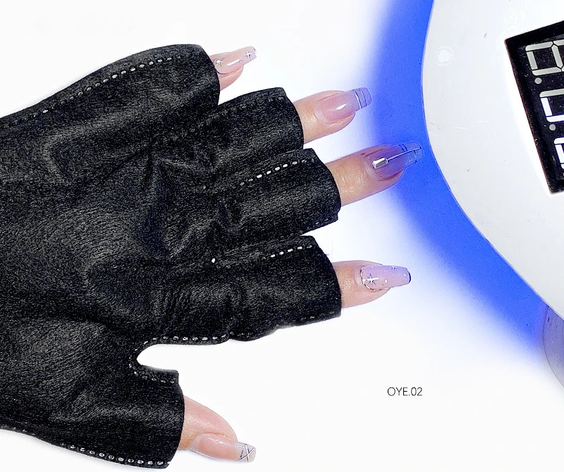 Gants anti-perruque noirs pour ongles, machine de photothérapie, lampe de cuisson UV, bloquant la crème solaire, doigt de rosée noir, isoto de poulet